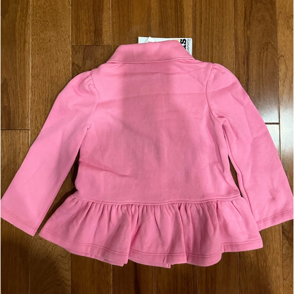 Adorable Pink 3T Girls Peplum Jacket with Heart Buttons
